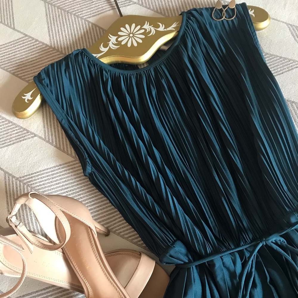 H&M Pleated Midi Dress in Teal